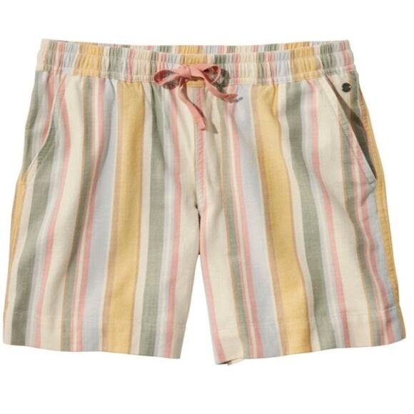 L.L.Bean Plus Size Women's Lakewashed Dock Shorts, Mid-Rise Stripe Size 20W - Picture 1 of 12